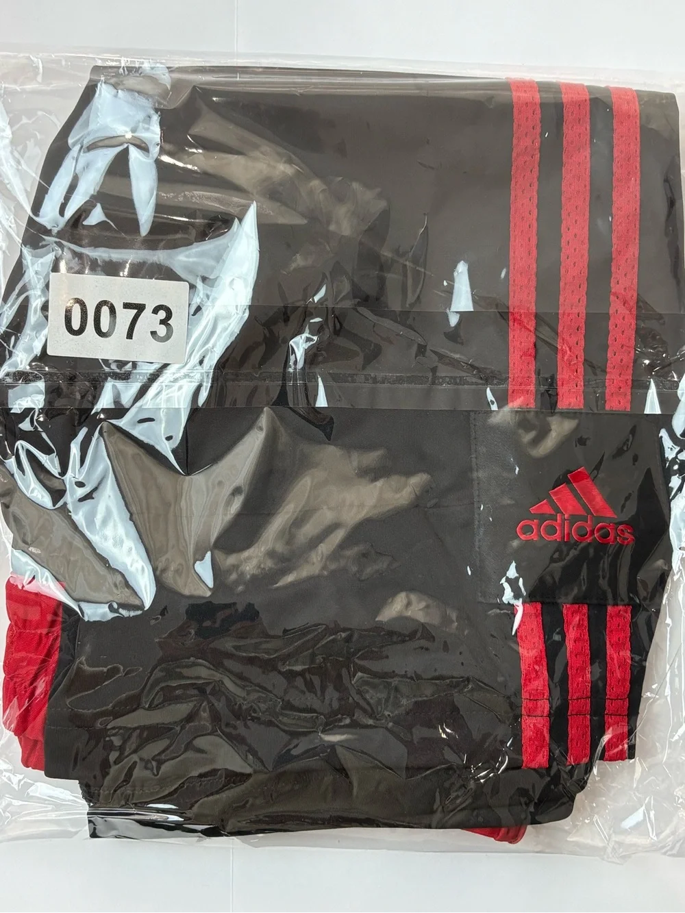 adidas Men’s Black & Red Snap-Side Athletic Shorts